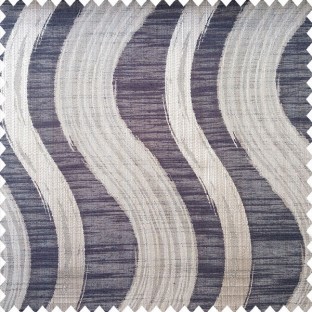 Navy blue brown and grey color complete texture finished vertical wave bold stripes with horizontal lines polyester main curtain 